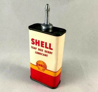 SHELL SOAP BOX DERBY OIL HANDY OILER LEAD TOP Rare Advertising Gas Oil Tin Can 3