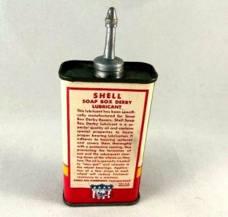 SHELL SOAP BOX DERBY OIL HANDY OILER LEAD TOP Rare Advertising Gas Oil Tin Can 4