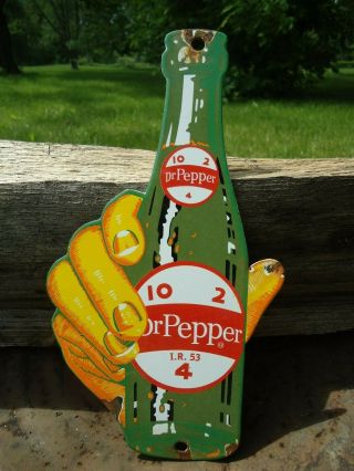Old 1953 Dr.  Pepper 10 - 2 - 4 Porcelain Advertising Door Sign