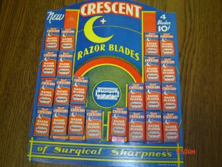 Vintage Crescent Double Blade Razor Full Store Display Over 60 Years Old