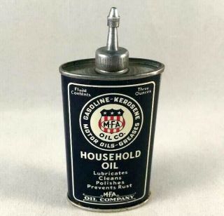 Vintag M - F - A HOUSEHOLD OIL HANDY OILER LEAD TOP TIN CAN Rare Old Advertising Gas 2