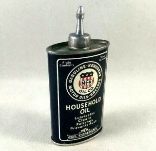 Vintag M - F - A HOUSEHOLD OIL HANDY OILER LEAD TOP TIN CAN Rare Old Advertising Gas 3