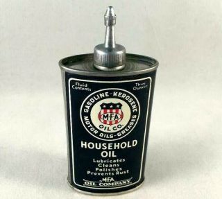 Vintag M - F - A HOUSEHOLD OIL HANDY OILER LEAD TOP TIN CAN Rare Old Advertising Gas 5