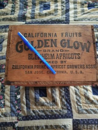 Vintage Fruit Crate wood Box CALIFORNIA FRUITS GOLDEN GLOW PRUNE/APRICOTS 7