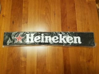 Heineken Beer Bar Drink Spill Rail Black Rubber Mat In Package 3.  5 " X 23.  5 "