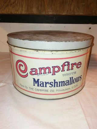Campfire Marshmallows Tin Vintage Food Baking Kitchen Decor 5 Lb