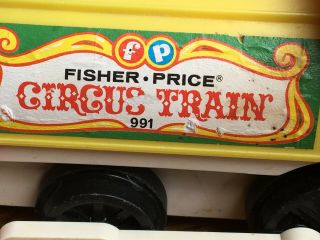 FISHER PRICE Circus Train 991 Locomotive & Cars w/ Animals Ringmaster 1973 Toys 3