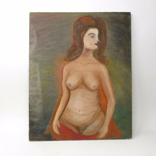 Vintage Mid Century Nude Woman Portrait Oil Painting 24 " X30 "