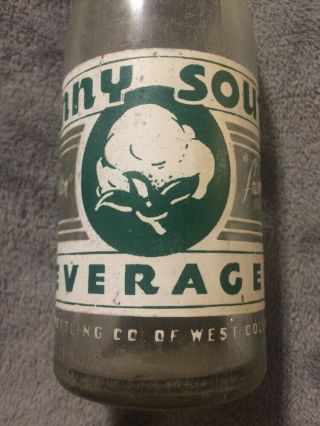 VINTAGE SUNNY SOUTH ACL SODA BOTTLE BY SEVEN - UP WEST COLUMBIA,  SC COTTON GRAPHIC 5