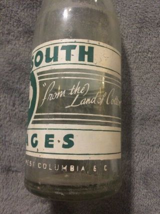 VINTAGE SUNNY SOUTH ACL SODA BOTTLE BY SEVEN - UP WEST COLUMBIA,  SC COTTON GRAPHIC 6