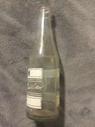 VINTAGE SUNNY SOUTH ACL SODA BOTTLE BY SEVEN - UP WEST COLUMBIA,  SC COTTON GRAPHIC 7