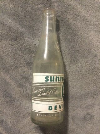 VINTAGE SUNNY SOUTH ACL SODA BOTTLE BY SEVEN - UP WEST COLUMBIA,  SC COTTON GRAPHIC 8