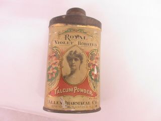 Vintage Advertising Royal Violet Talcum Powder Tin Talc M - 925