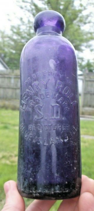 Purple Colored Hutch Soda Henry Roll Blue Island,  Il 1890 