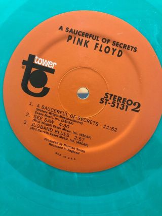 PINK FLOYD Saucerful Of Secrets TEAL MARBLE Lp Record Rare 4