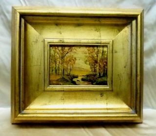 John Lackner Estate 1970 Stream & Trees Oil Painting On Wood Panel (framed)
