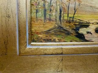 John Lackner Estate 1970 Stream & Trees Oil Painting on Wood Panel (Framed) 3