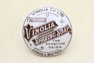 Vintage 1900s Vinolia Co Ltd Premier Vinolia Shaving Soap London York Potlid