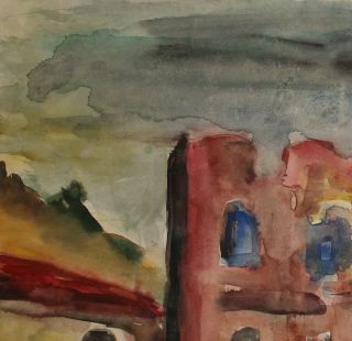 Vintage Russian expressionist watercolor painting cityscape Signed R.  Falk 3