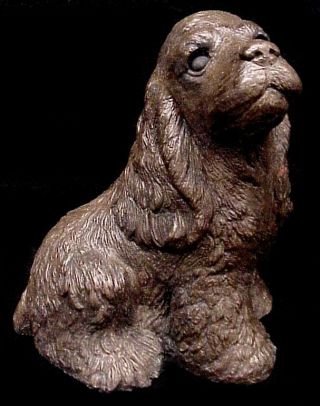 Cocker Spaniel Dog Statue Sculpture Antique Finish