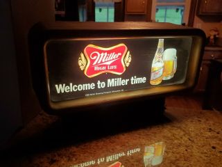 Vtg Miller High Life Beer Sign Topper Cash Register Light Welcome To Miller Time