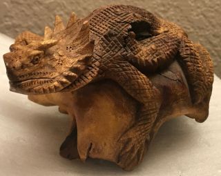 Hand Carved Horny Toad Lizard Root Ornate Rare Unique
