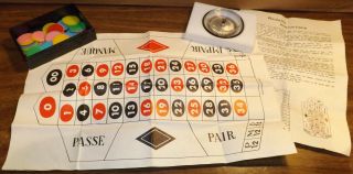 Vintage Miniature Roulette Set Wheel W/ Chips Casino Gaming Gambling Hong Kong