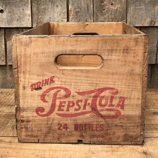 Vintage PEPSI COLA Coke Soda Drink Beverage Wooden Advertsing Crate Sign 2