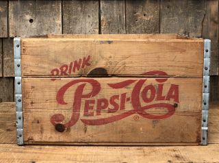 Vintage PEPSI COLA Coke Soda Drink Beverage Wooden Advertsing Crate Sign 3