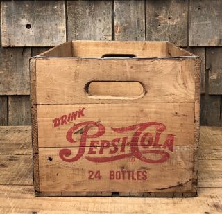 Vintage PEPSI COLA Coke Soda Drink Beverage Wooden Advertsing Crate Sign 4
