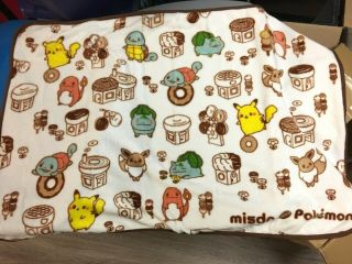 Misdo X Pokemon Mister Donut Japan Soft Blanket Pikachu Kawaii In Bag Pikach