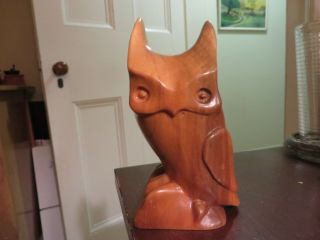 Vintage Wood Wooden Carved Owl Nc Cherokee Indians