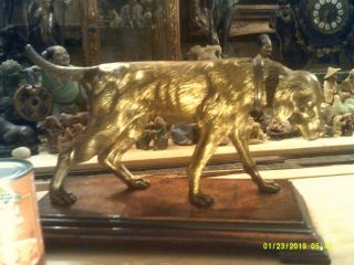 Large Brass Hunting Dog Statue