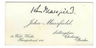 John Masefield Signed Business Card / Poet Literary Autographed