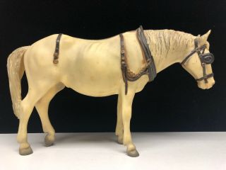 Vintage Breyer Horse Old Timer 205 Matte White Brown Gear Blinders