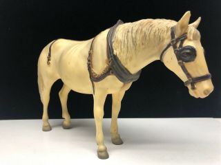 Vintage Breyer Horse Old Timer 205 Matte White Brown Gear Blinders 2