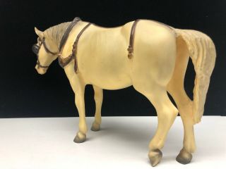Vintage Breyer Horse Old Timer 205 Matte White Brown Gear Blinders 5