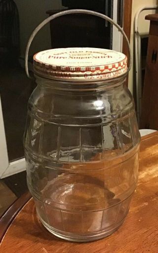 Vintage Dowdy’s Barrel Soft Old Fashioned Pure Sugar Stick Jar With Lid