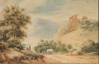 France or Italy,  1827: Stopping by the Lake and the Mountains,  Romantic W/C 2