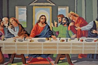 Vintage 50 ' S Paint By Number Craft Master Leonardo da Vinci Last Supper 32x15 3