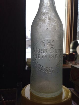 John Gund Beer Bottle Blob Lacrosse Wis Wi 12 Oz 1890 