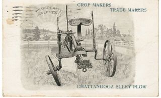 1910 Chattanooga Plow Postcard Chattanooga,  Tn Tenn Tennessee Sulky Plow