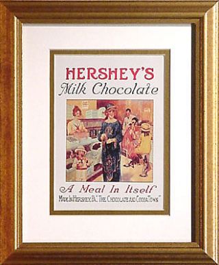 Hershey Milk Chocolate Ad Advertising Lithograph Framed Print Candy Store