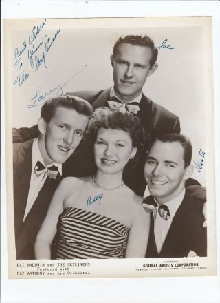 Pat Baldwin And The Skyliners Signed Autographed 8x10 Photo Ray Anthony Orch