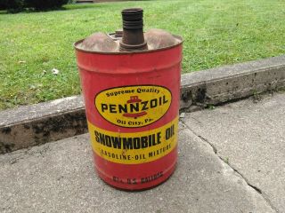 Old Pennzoil Snowmobile Gas Oil Can 6 1/4 Gallons