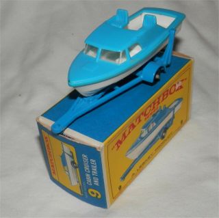 1960s.  Matchbox Lesney 9 Boat and Trailer.  all 2