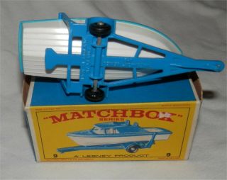 1960s.  Matchbox Lesney 9 Boat and Trailer.  all 6