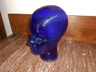 Cobalt Blue Glass Mannequin Head (life Size) Hat,  Wig,  Scarf Display