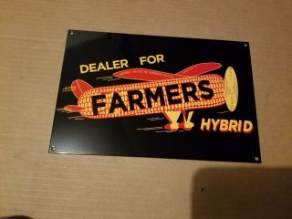 Farmers Hybrid Corn Thick Metal Sign Made Usa Airplane Farm Barn Art Decor Seed