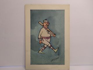 Artist Jack Dyer Ink & Wc Baseball Player 10x6.  75 " Early